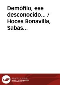 Demófilo, ese desconocido...