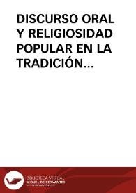 DISCURSO ORAL Y RELIGIOSIDAD POPULAR EN LA TRADICIÓN DE MADRID (Parte I)