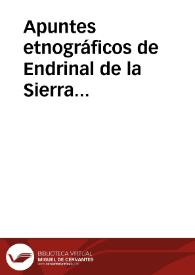 Apuntes etnográficos de Endrinal de la Sierra (Salamanca)