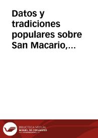 Datos y tradiciones populares sobre San Macario, patrón de Valdesaz (Guadalajara)