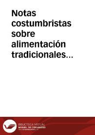 Notas costumbristas sobre alimentación tradicionales en la provincia de Salamanca
