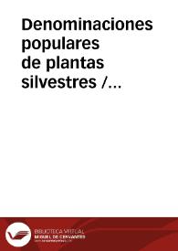 Denominaciones populares de plantas silvestres