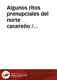 Algunos ritos prenupciales del norte cacereño