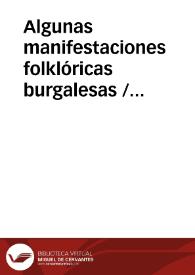 Algunas manifestaciones folklóricas burgalesas