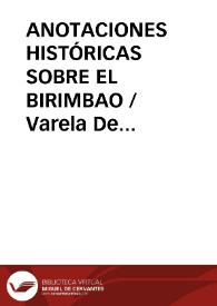 ANOTACIONES HISTÓRICAS SOBRE EL BIRIMBAO