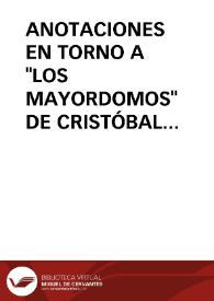 ANOTACIONES EN TORNO A 'LOS MAYORDOMOS' DE CRISTÓBAL (SALAMANCA)