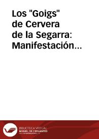 Los 'Goigs' de Cervera de la Segarra: Manifestación popular, historia y cultura