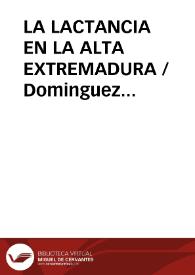 LA LACTANCIA EN LA ALTA EXTREMADURA