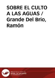 SOBRE EL CULTO A LAS AGUAS