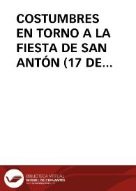 COSTUMBRES EN TORNO A LA FIESTA DE SAN ANTÓN (17 DE ENERO) EN LA PROVINCIA DE BURGOS