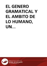 EL GENERO GRAMATICAL Y EL AMBITO DE LO HUMANO, UN EJEMPLO EN MARAGATERÍA
