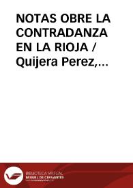 NOTAS OBRE LA CONTRADANZA EN LA RIOJA