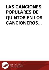 LAS CANCIONES POPULARES DE QUINTOS EN LOS CANCIONEROS DE CASTILLA Y LEON