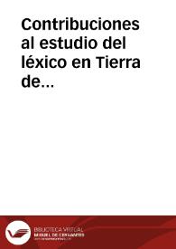 Contribuciones al estudio del léxico en Tierra de Campos