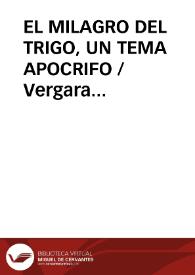 EL MILAGRO DEL TRIGO, UN TEMA APOCRIFO