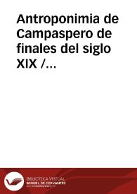 Antroponimia de Campaspero de finales del siglo XIX
