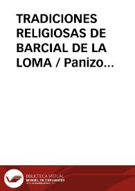TRADICIONES RELIGIOSAS DE BARCIAL DE LA LOMA