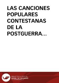 LAS CANCIONES POPULARES CONTESTANAS DE LA POSTGUERRA (1940-1950)