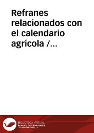 Refranes relacionados con el calendario agrícola