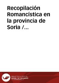 Recopilación Romancística en la provincia de Soria