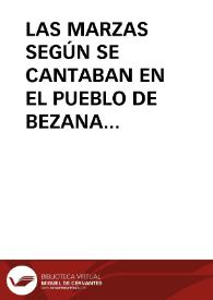 LAS MARZAS SEGÚN SE CANTABAN EN EL PUEBLO DE BEZANA (Burgos)