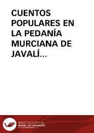 CUENTOS POPULARES EN LA PEDANÍA MURCIANA DE JAVALÍ NUEVO
