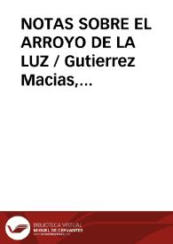 NOTAS SOBRE EL ARROYO DE LA LUZ