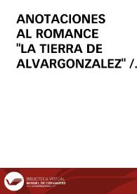 ANOTACIONES AL ROMANCE 'LA TIERRA DE ALVARGONZALEZ'