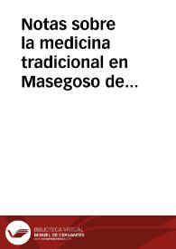 Notas sobre la medicina tradicional en Masegoso de Tajuña (La Alcarria, Guadalajara)