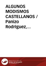 ALGUNOS MODISMOS CASTELLANOS