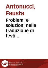 Problemi e soluzioni nella traduzione di testi teatrali aurei : il caso de 'La vida es sueño'
