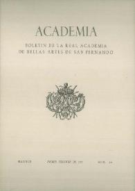 Academia :  Boletín de la Real Academia de Bellas Artes de San Fernando. Primer semestre 1977. Número 44. Preliminares e índice