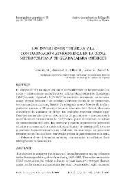 Las inversiones térmicas y la contaminación atmosférica en la Zona Metropolitana de Guadalajara (México)