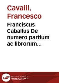 Franciscus Caballus De numero partium ac librorum physicae doctrinae Aristotelis