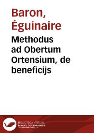 Methodus ad Obertum Ortensium, de beneficijs