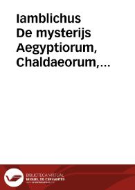 Iamblichus De mysterijs Aegyptiorum, Chaldaeorum, Assyriorum