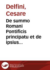 De summo Romani Pontificis principatu et de ipsius temporali ditione demonstratio