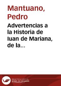 Advertencias a la Historia de Iuan de Mariana, de la Compañia de Iesus