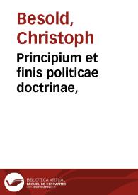 Principium et finis politicae doctrinae,