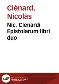 Nic. Clenardi Epistolarum libri duo