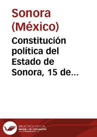 Constitución política del Estado de Sonora, 15 de septiembre de 1917