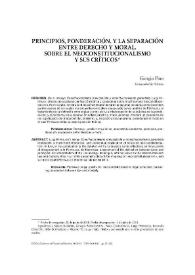 Principios, ponderación, y la separación entre derecho y moral. Sobre el neoconstitucionalismo y sus críticos