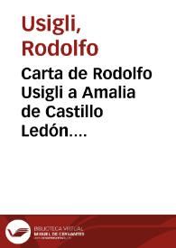 Carta de Rodolfo Usigli a Amalia de Castillo Ledón. Oslo, 28 de agosto de 1963