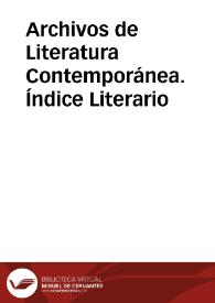 Archivos de Literatura Contemporánea. Índice Literario