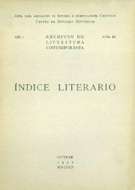 Archivos de Literatura Contemporánea. Índice Literario. Año I, núm. III, octubre 1932