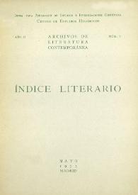 Archivos de Literatura Contemporánea. Índice Literario. Año II, núm. V, mayo 1933