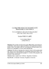 La arquitectura y su significación pragmática y tectónica = The arquitecture and its pragmatic and tectonic meaning
