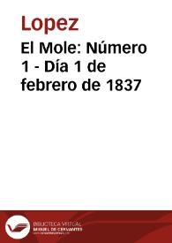 El Mole. Número 1 - Día 1 de febrero de 1837