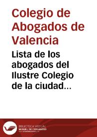 Lista de los abogados del Ilustre Colegio de la ciudad de Valencia