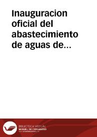 Inauguracion oficial del abastecimiento de aguas de Sax : 16 de oct. de 1898